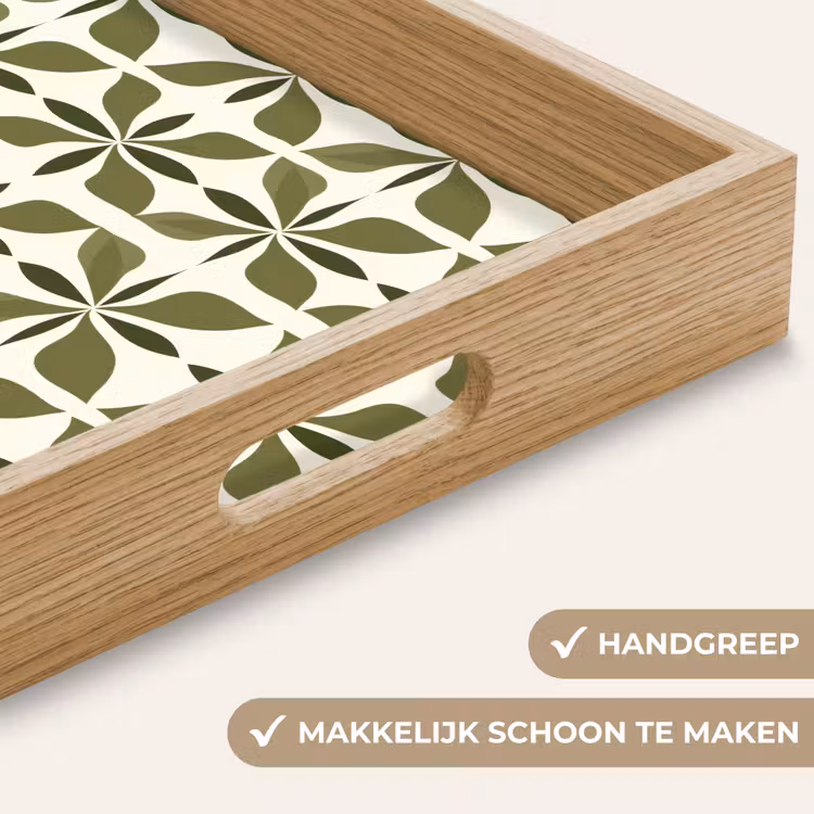 Botanisch - Retro - Groen Dienblad Rechthoek middel 911 -USP_HandgreepNL
