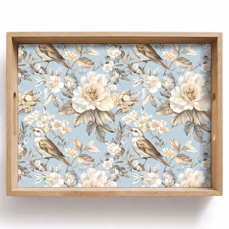 Botanisch - Zangvogel - Blauw Dienblad Rechthoek middel 911 -z3d_shopping