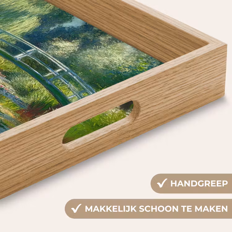 Brug - Hout - Vijver - Waterlelies Dienblad Rechthoek middel -USP_HandgreepNL