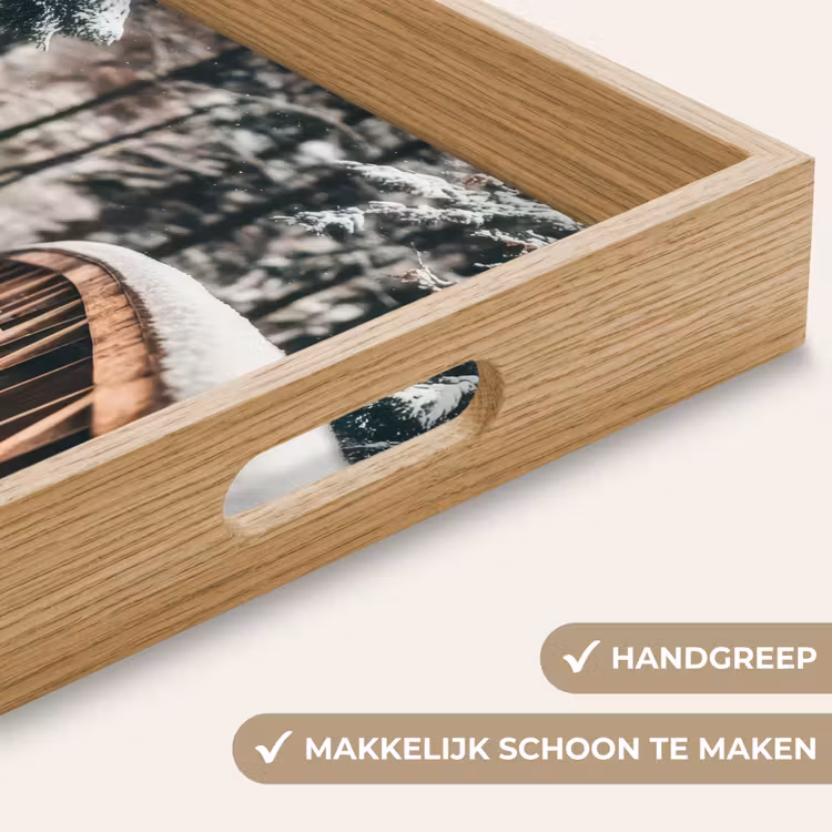 Brug - Winterlandschap - Bos - Natuur - Sneeuw Dienblad Rechthoek middel -USP_HandgreepNL