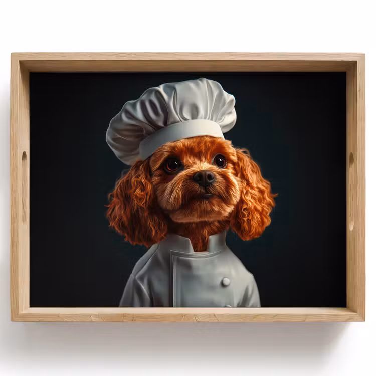 Bruin - Kok - Hondje Dienblad Rechthoek middel -z3d_shopping