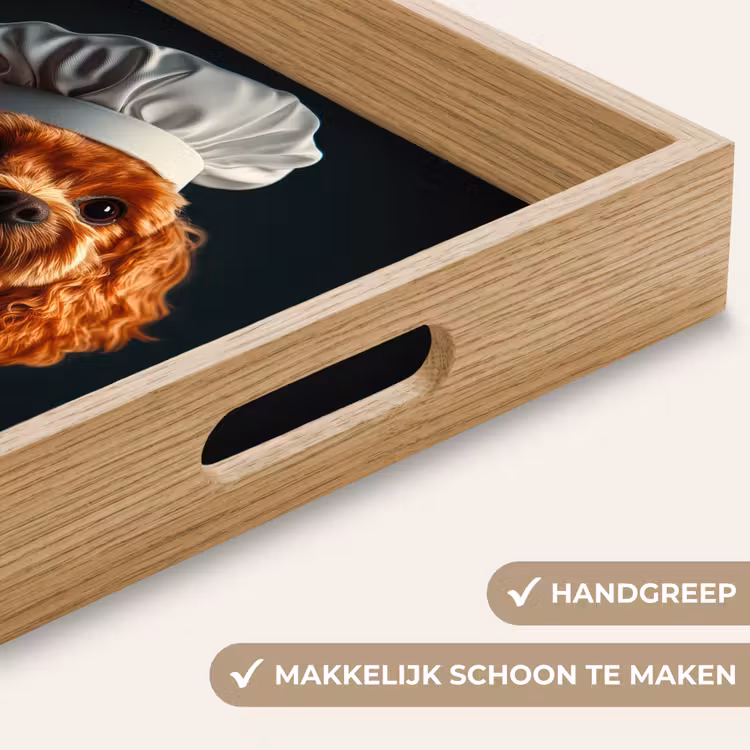 Bruin - Kok - Hondje Dienblad Rechthoek middel -USP_HandgreepNL