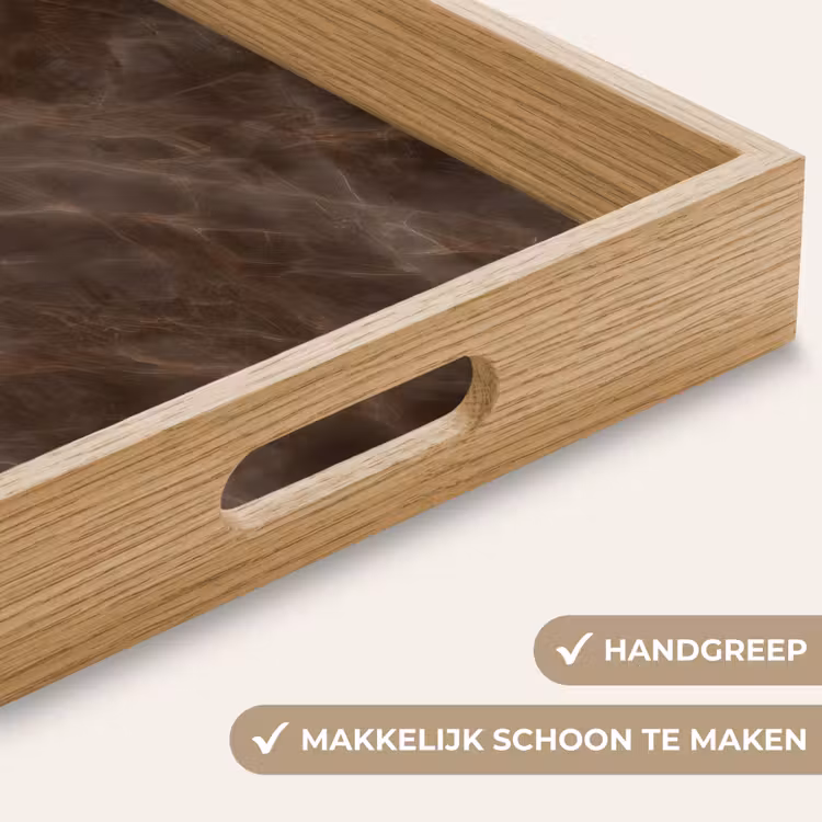 Bruin marmer - Organisch - Natuursteen Dienblad Rechthoek middel -USP_HandgreepNL