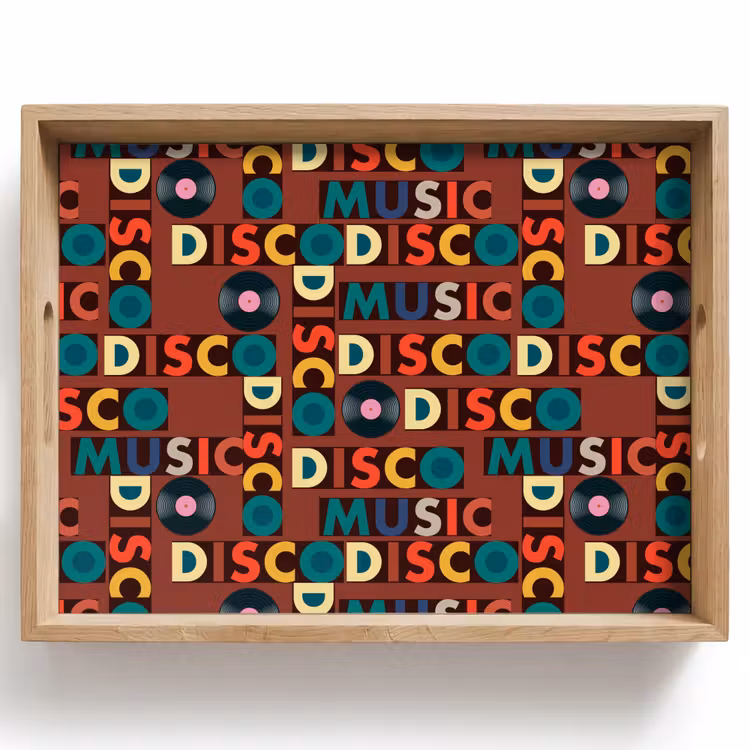 Bruin - Retro - Disco - Patroon Dienblad Rechthoek middel 911 -z3d_shopping