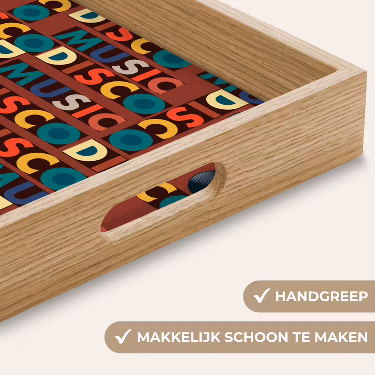 Bruin - Retro - Disco - Patroon Dienblad Rechthoek middel 911 -USP_HandgreepNL