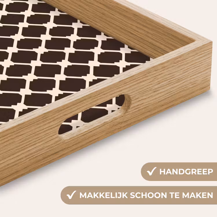 Bruin - Ruitpatroon - Geometrisch Dienblad Rechthoek middel 911 -USP_HandgreepNL