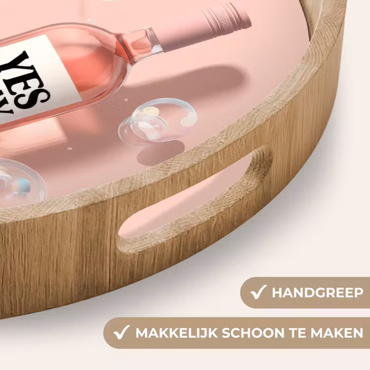 Bubbels - Rosé - Roze Dienblad Rond middel -USP_HandgreepNL