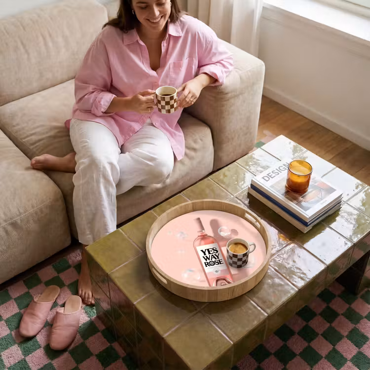 Bubbels - Rosé - Roze Dienblad Rond middel -sfeer3
