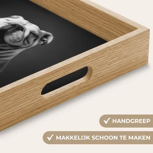 Buldog - Hond - Glas Dienblad Rechthoek middel -USP_HandgreepNL