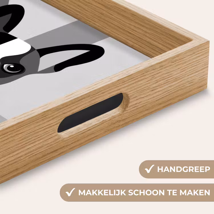 Buldog - Zwart - Abstract - Vlakken Dienblad Rechthoek middel -USP_HandgreepNL