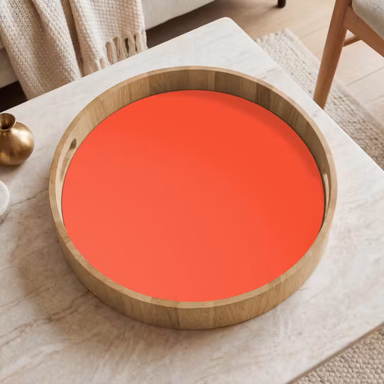 Burnt - Coral - Oranje Dienblad Rond middel 914 -sfeer1