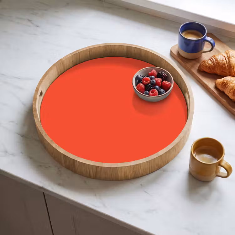 Burnt - Coral - Oranje Dienblad Rond middel 914 -sfeer2
