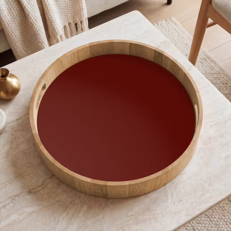 Burnt - Mahogany - Rood Dienblad Rond middel 914 -sfeer1
