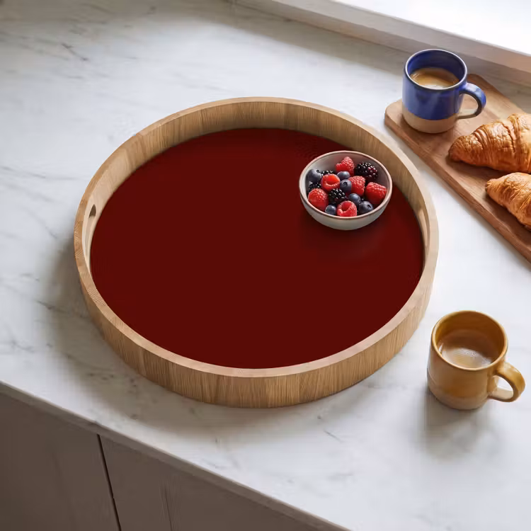 Burnt - Mahogany - Rood Dienblad Rond middel 914 -sfeer2