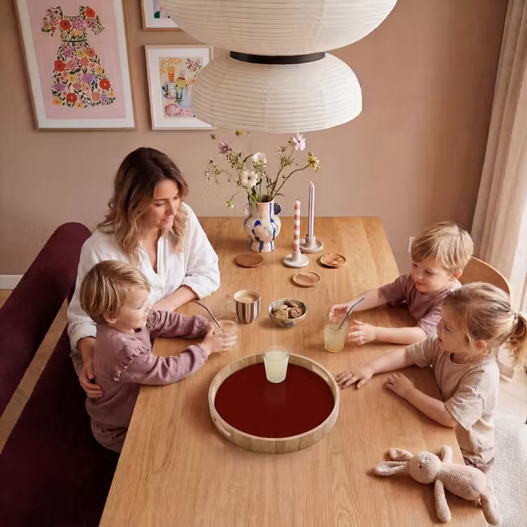 Burnt - Mahogany - Rood Dienblad Rond middel 914 -sfeer4