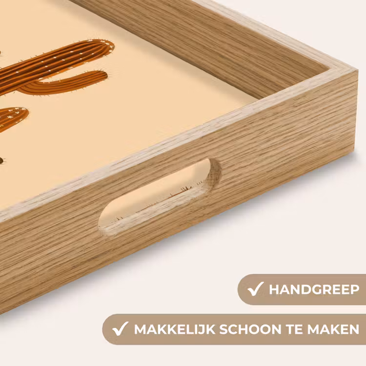 Cactus - Woestijn - Zand - Bruin Dienblad Rechthoek middel -USP_HandgreepNL