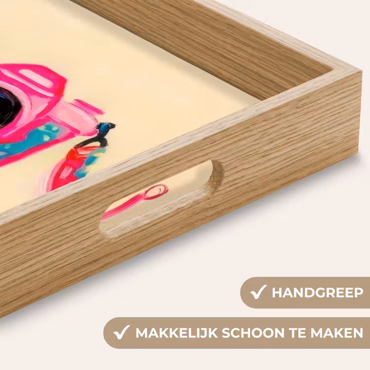 Camera - Memories - Roze - Geschilderd Dienblad Rechthoek middel -USP_HandgreepNL