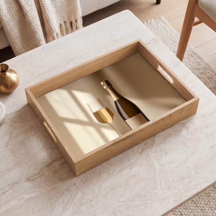 Champagne - Beige - Schaduw - Bubbels Dienblad Rechthoek middel -sfeer1