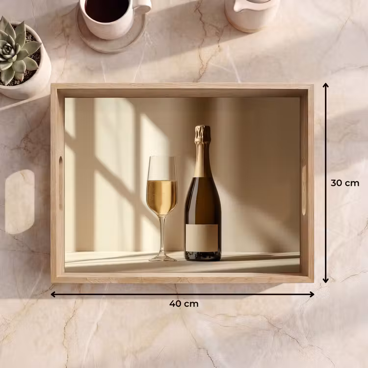 Champagne - Beige - Schaduw - Bubbels Dienblad Rechthoek middel -USP_Formaat