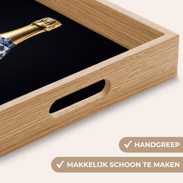 Champagne - Bloemen - Goud - Chique Dienblad Rechthoek middel -USP_HandgreepNL