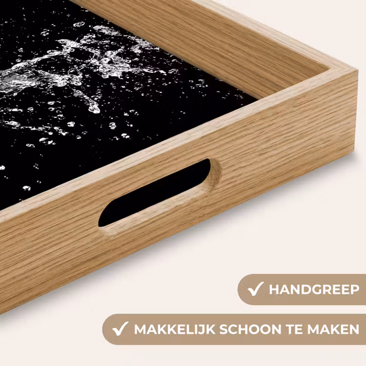 Champagne - Zwart - Spetters - Popping Dienblad Rechthoek middel -USP_HandgreepNL