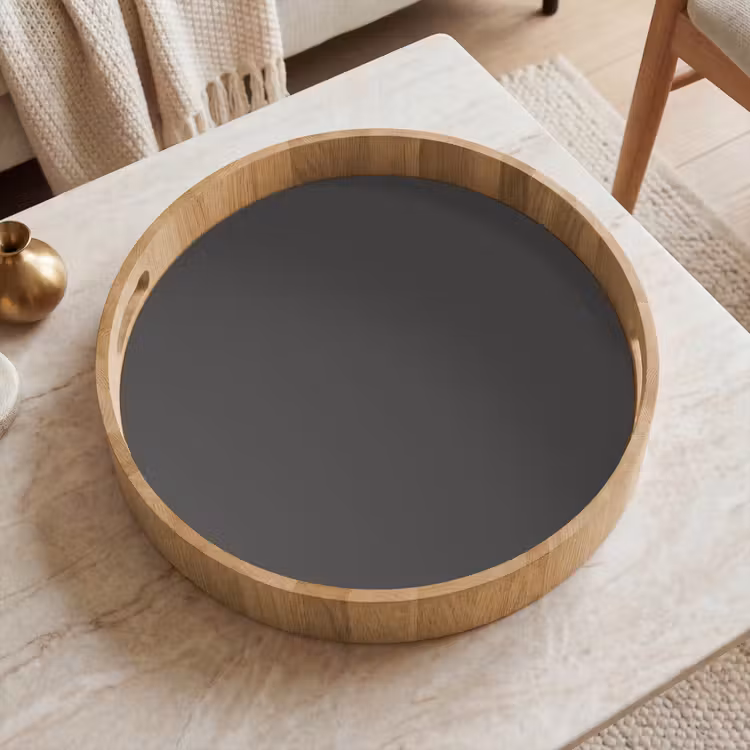 Charcoal - Grijs- Grey Dienblad Rond middel 914 -sfeer1