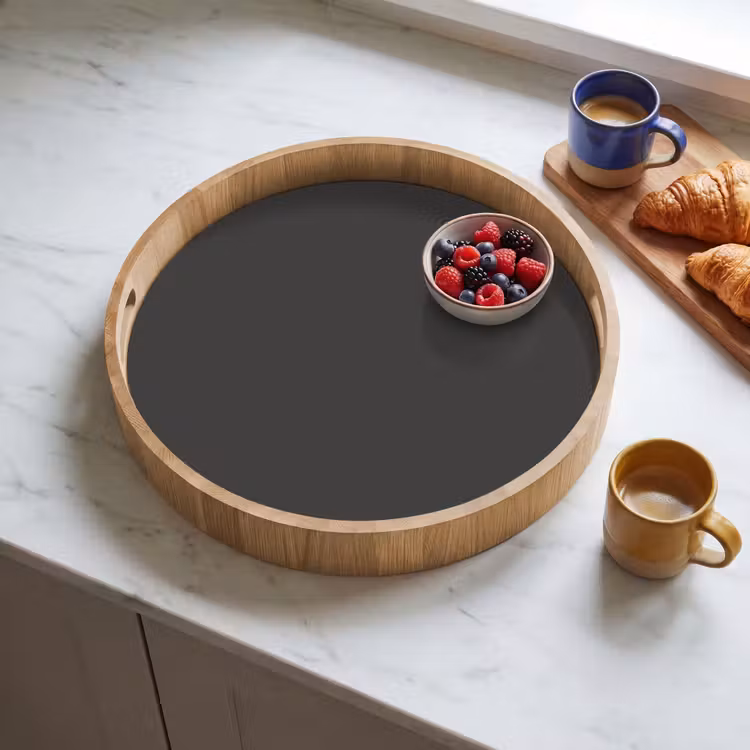Charcoal - Grijs- Grey Dienblad Rond middel 914 -sfeer2