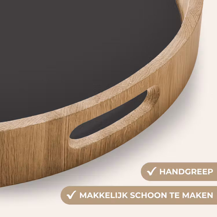 Charcoal - Grijs- Grey Dienblad Rond middel 914 -USP_HandgreepNL