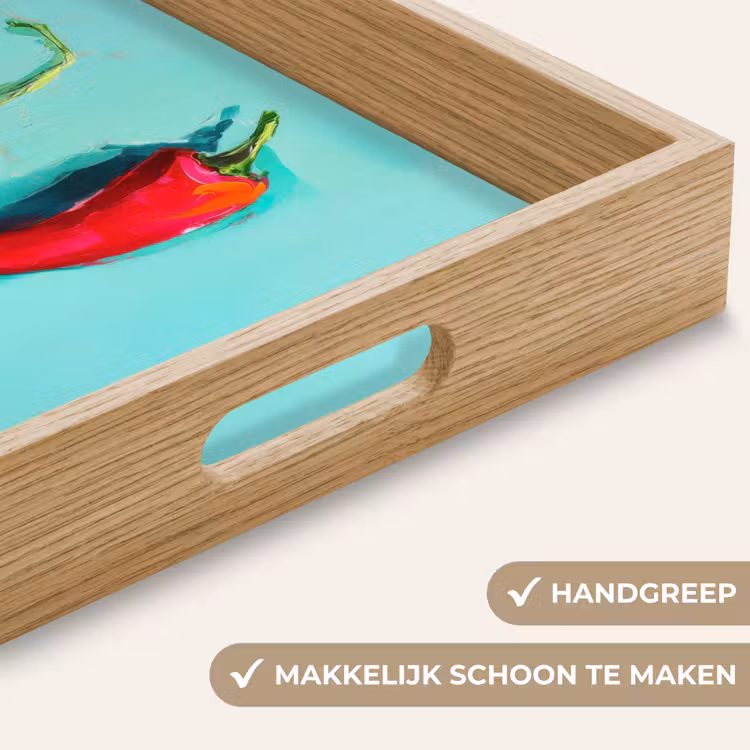 Chilipepers - Geverfd - Rood Dienblad Rechthoek middel -USP_HandgreepNL
