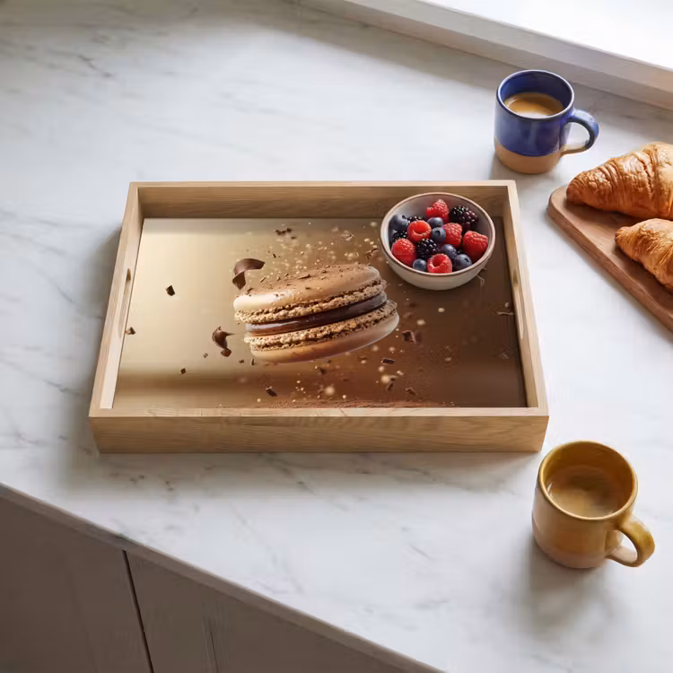 Chocolade - Macarons - Eten - Snoep Dienblad Rechthoek middel -sfeer2