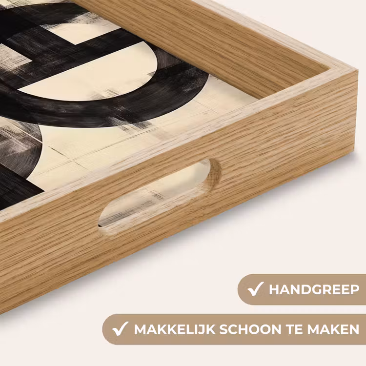 Cirkels - Balken - Zwart - Abstract Dienblad Rechthoek middel -USP_HandgreepNL