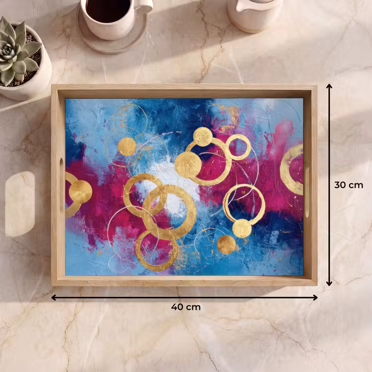 Cirkels - Goud - Abstract Dienblad Rechthoek middel -USP_Formaat