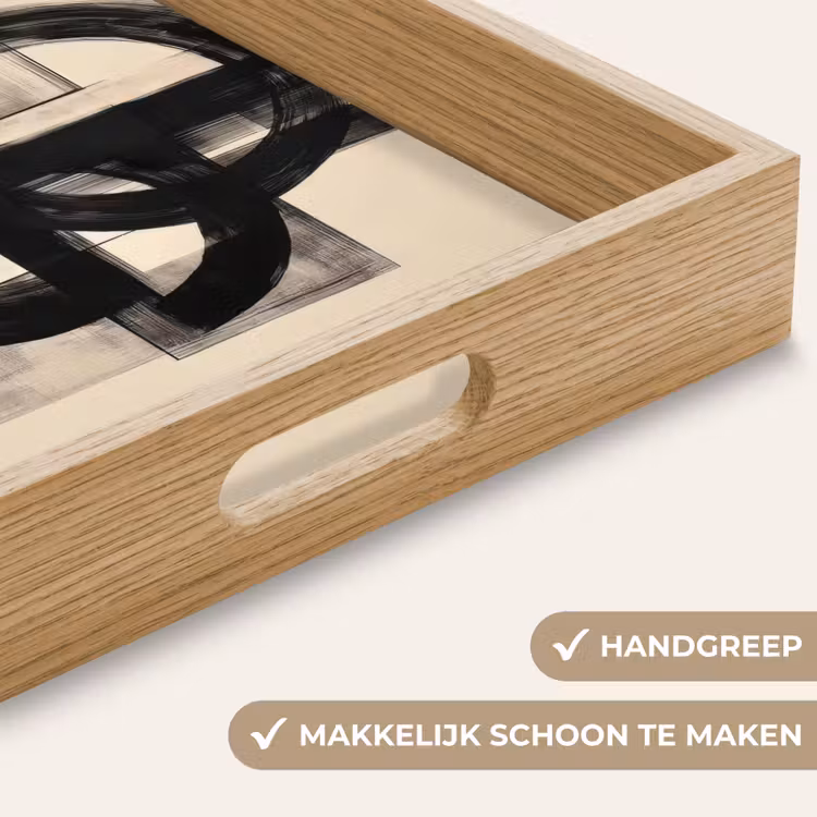 Cirkels - Lijnen - Vormen - Zwart Dienblad Rechthoek middel -USP_HandgreepNL