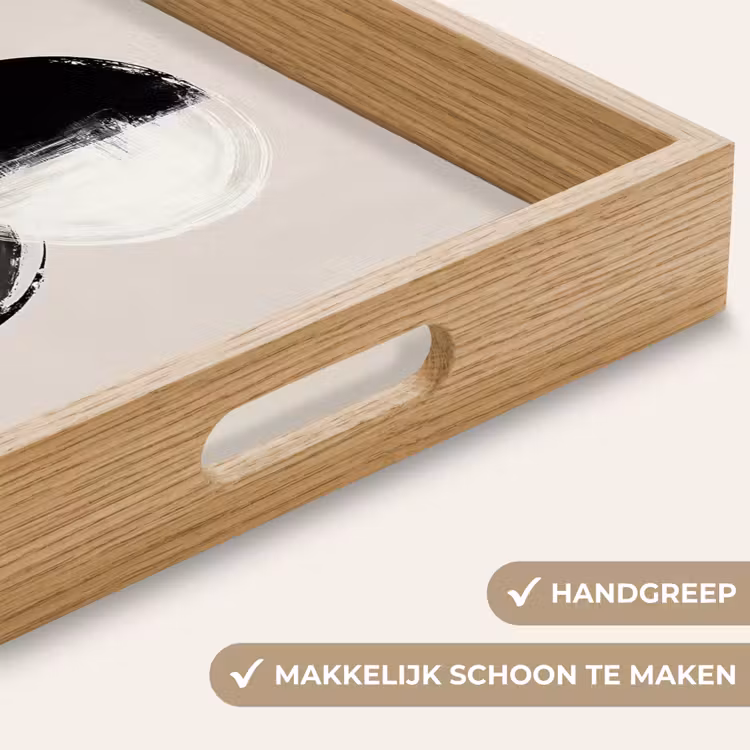 Cirkels - Strepen - Minimalistisch - Zwart Dienblad Rechthoek middel -USP_HandgreepNL