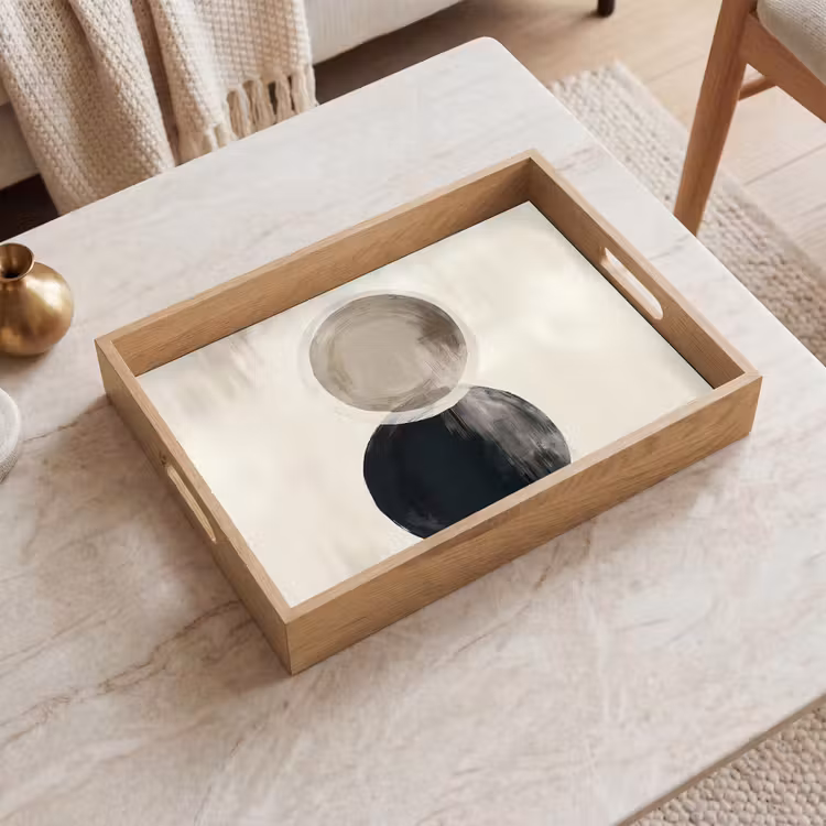 Cirkels - Vorm - Beige - Abstract Dienblad Rechthoek middel -sfeer1
