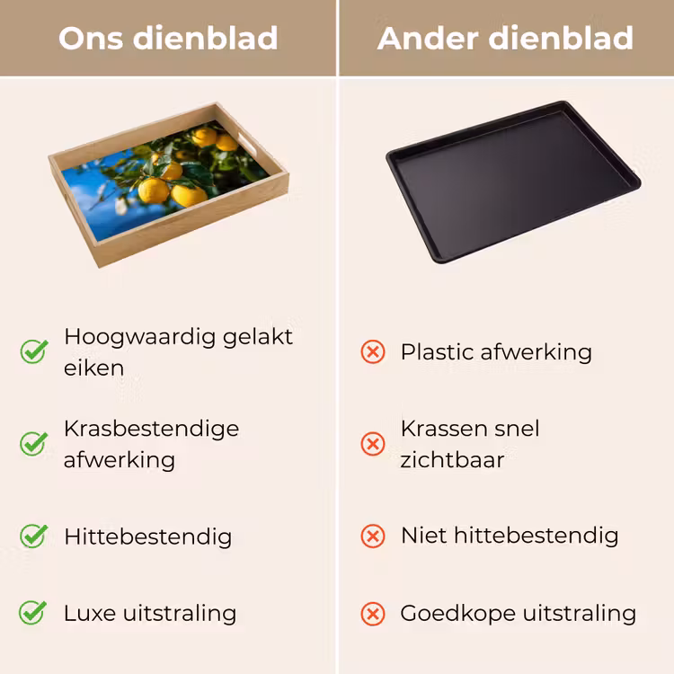 Citroenen - Bladeren - Blauwe lucht Dienblad Rechthoek middel -USP_VergelijkingNL
