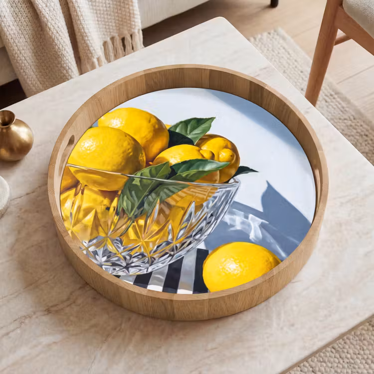 Dienblad - Citroenen - Fruit - Geel - Citroenen - Fruit - Geel Dienblad Rond middel