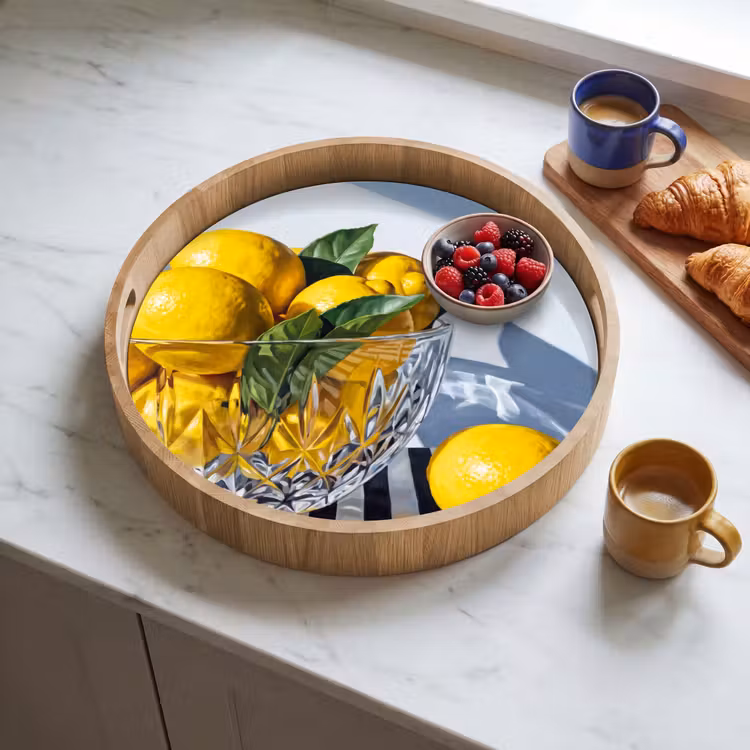 Dienblad - Citroenen - Fruit - Geel - Citroenen - Fruit - Geel Dienblad Rond middel