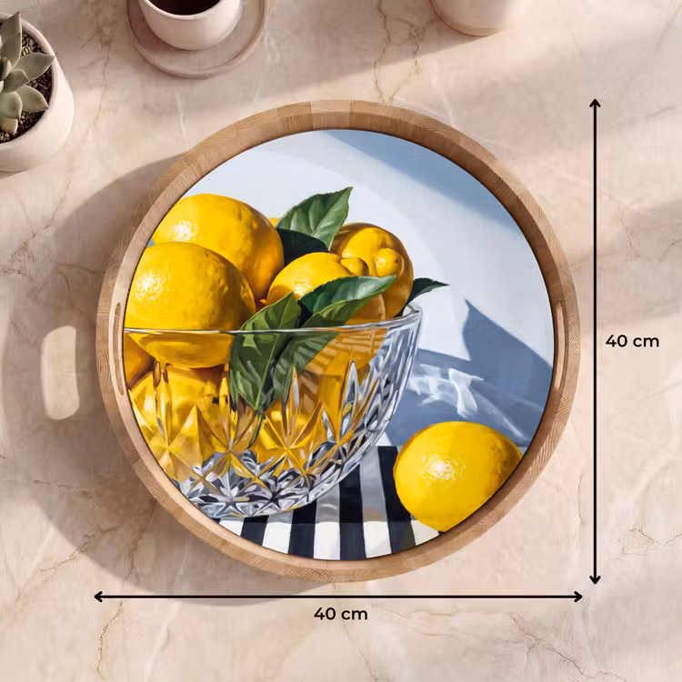 Dienblad - Citroenen - Fruit - Geel - Citroenen - Fruit - Geel Dienblad Rond middel