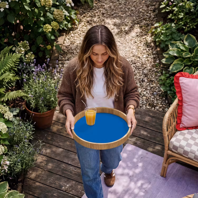 Classic - Azure - Blauw Dienblad Rond middel 914 -sfeer5