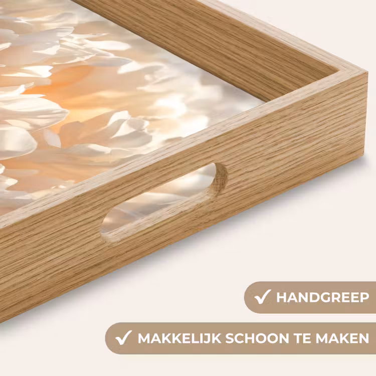 Close up - Pioenroos - Lichtroze Dienblad Rechthoek middel -USP_HandgreepNL