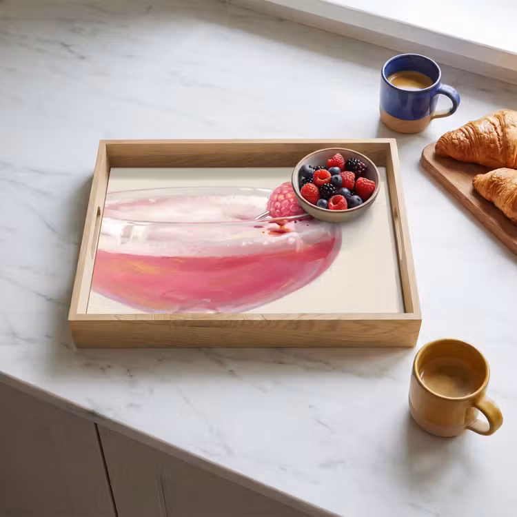 Cocktail - Framboos - Drank - Modern - Roze Dienblad Rechthoek middel -sfeer2
