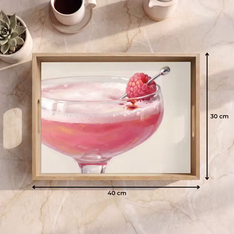 Cocktail - Framboos - Drank - Modern - Roze Dienblad Rechthoek middel -USP_Formaat
