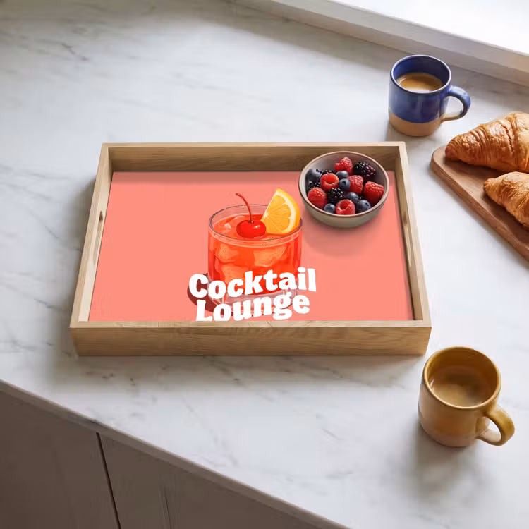 Cocktail Lounge - Glas - Koraal Dienblad Rechthoek middel -sfeer2