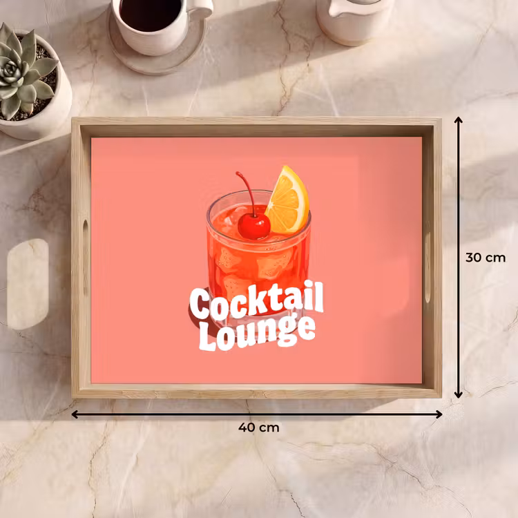 Cocktail Lounge - Glas - Koraal Dienblad Rechthoek middel -USP_Formaat