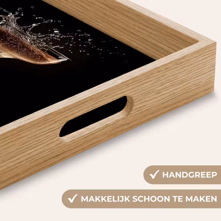 Cocktail - Zwart - Spetters - Glas Dienblad Rechthoek middel -USP_HandgreepNL