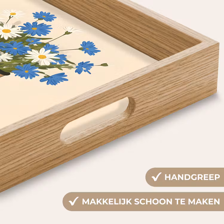 Coffee - Blik - Minimalistisch - Bloemen Dienblad Rechthoek middel -USP_HandgreepNL