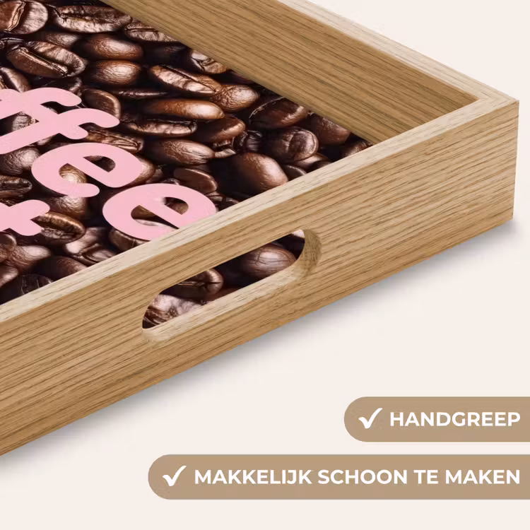 Coffee First - Koffiebonen - Roze Dienblad Rechthoek middel -USP_HandgreepNL