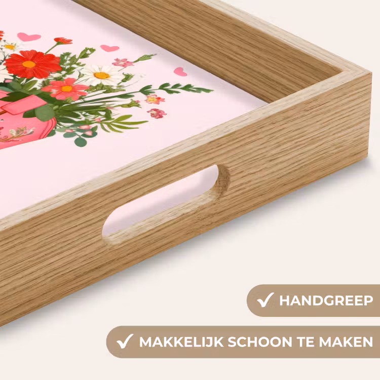 Cowboylaarzen - Roze - Boeket - Bloemen Dienblad Rechthoek middel -USP_HandgreepNL