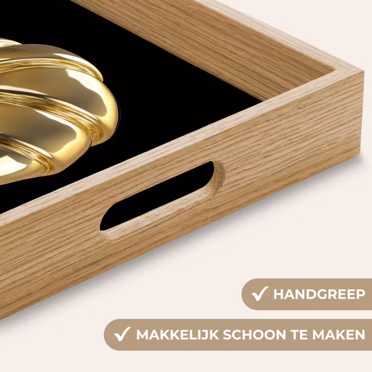 Croissant - Brood - Goud - Zwart Dienblad Rechthoek middel -USP_HandgreepNL